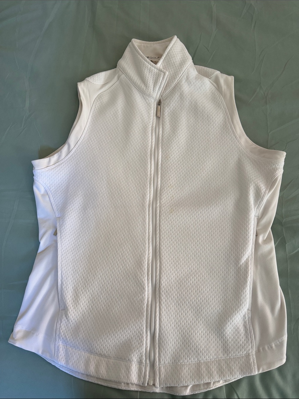 Nike White Sleeveless Zip-Front Athletic Tank medium